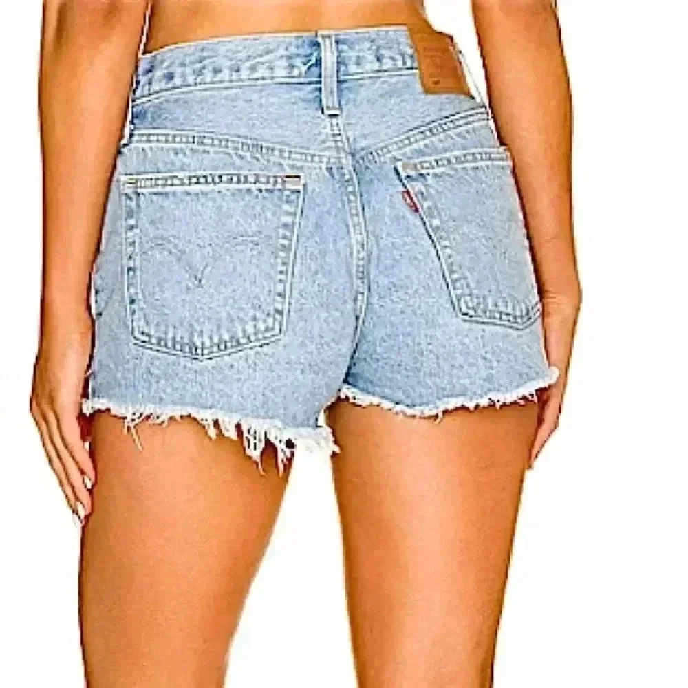 Levi’s 501 Premium Denim Jean Shorts High Rise Cut Offs Distressed Size 25